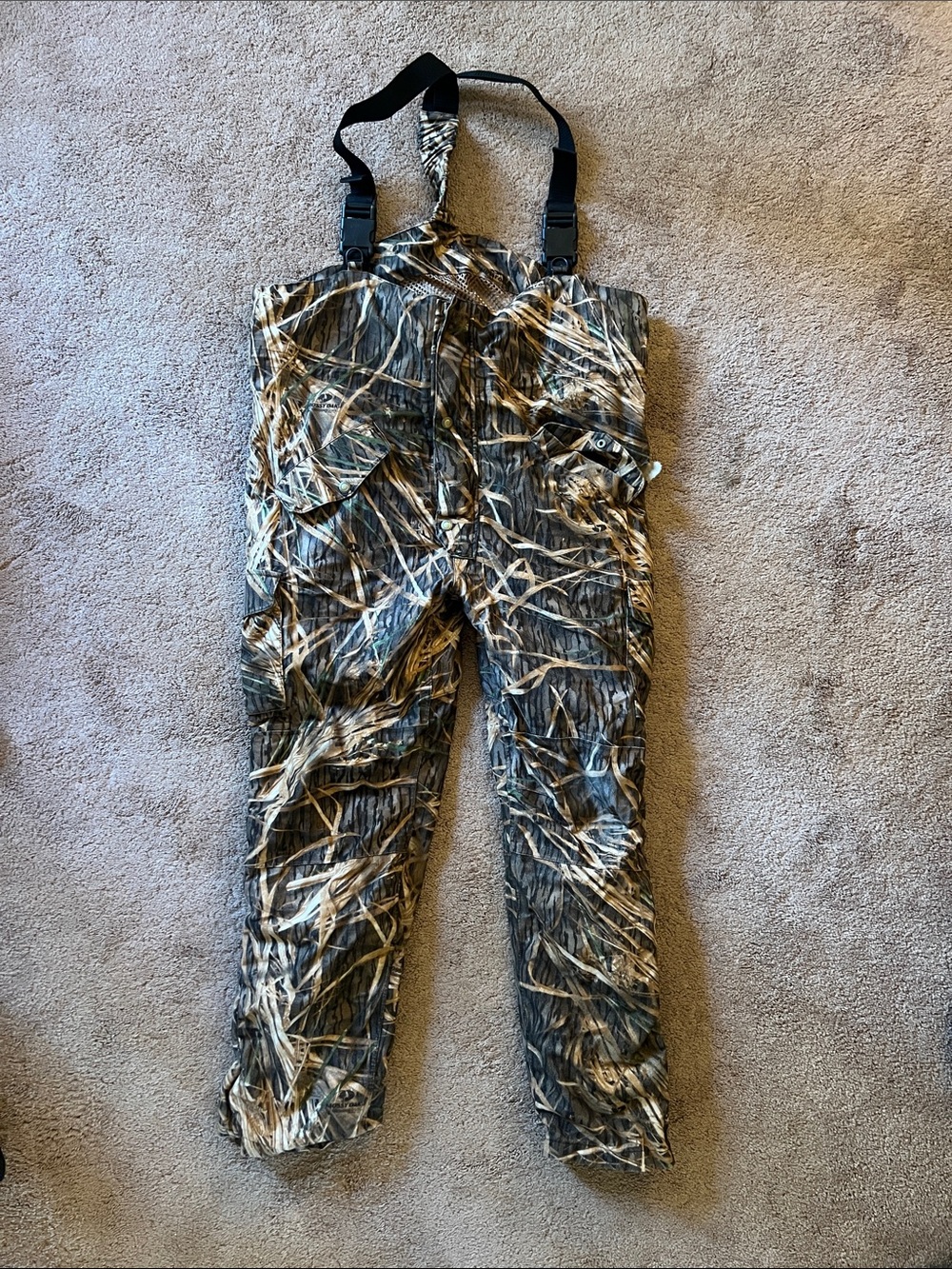 Men's Realtree-Style Camo Hunting Bib Overalls - Brown/Green